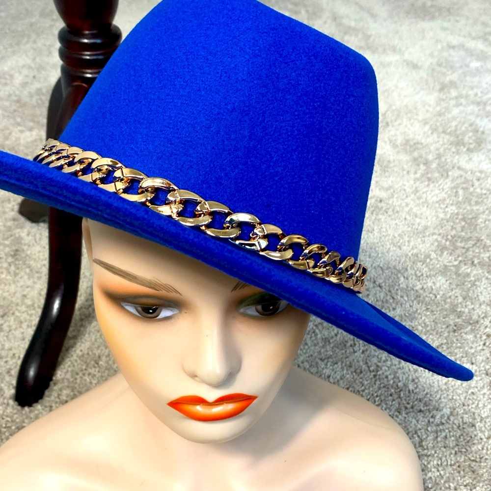 Blue Fedora  hat woman
